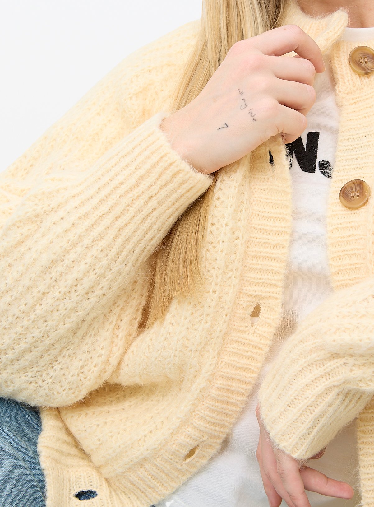 Light Yellow Raglan Sleeve Cardigan 8 - Image 4 thumbnail